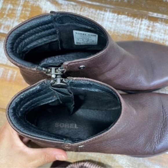 SOREL Danica Womens Waterproof Side Zip Leather Ankle Chocolate Boot Size 7.5 - Picture 9 of 14